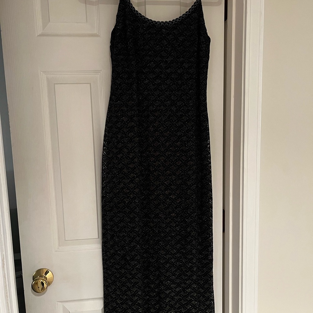 Alex Evenings Black Textured Maxi Dress